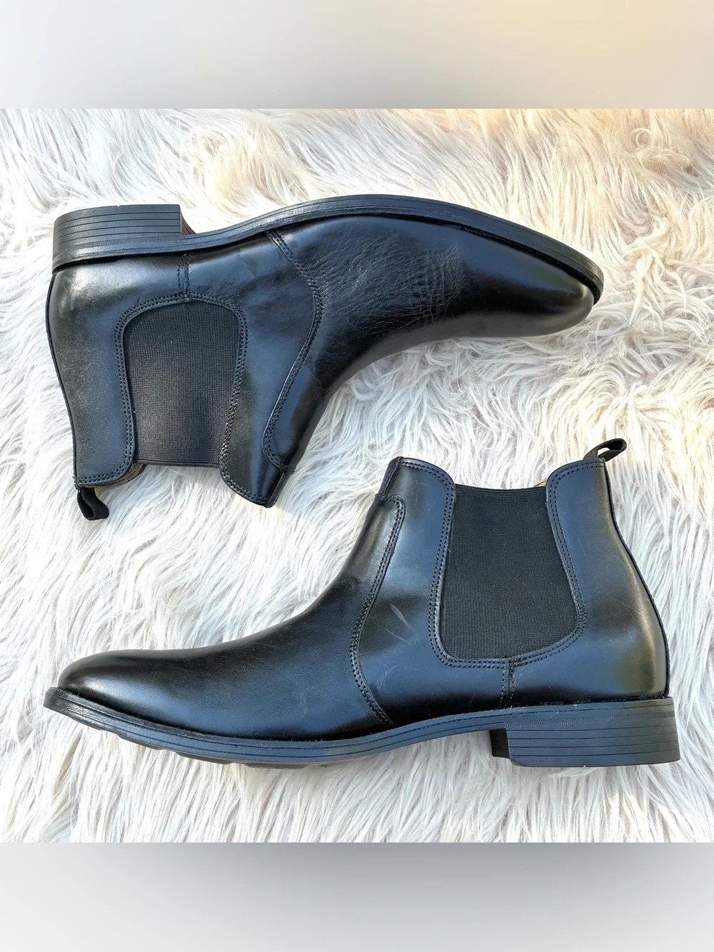 Johnston & Murphy Mens Lewis Black Leather Chelsea Boots Sz 13